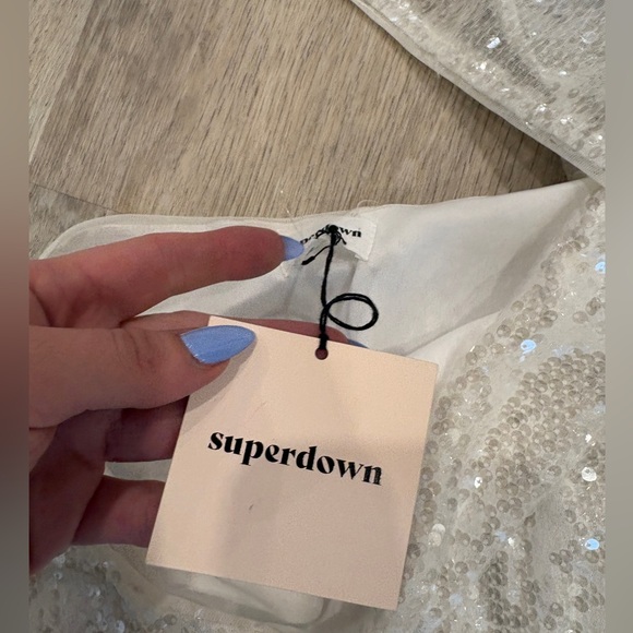 superdown One-Shoulder Sequin Mini Dress in Silver - Picture 5 of 5